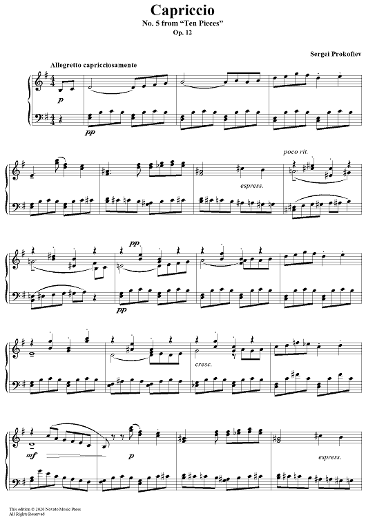 Capriccio, No. 5 from "Ten Pieces", Op. 12