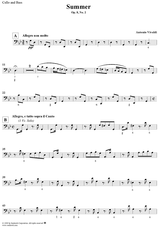 The Four Seasons, No. 2: Summer - Cello/Bass
