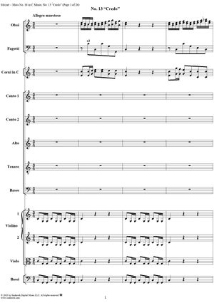 Mass No. 18 in C Minor, No. 13: Credo - Full Score