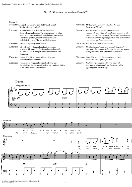 Fidelio, Op. 72, No. 15: "O namen, namenlose Freude!"