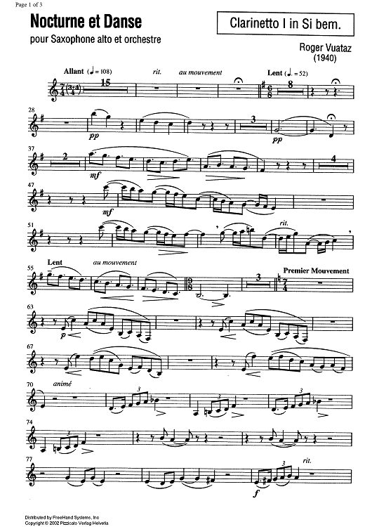 Nocturne et Danse Op.58 No. 2 - B-flat Clarinet 1