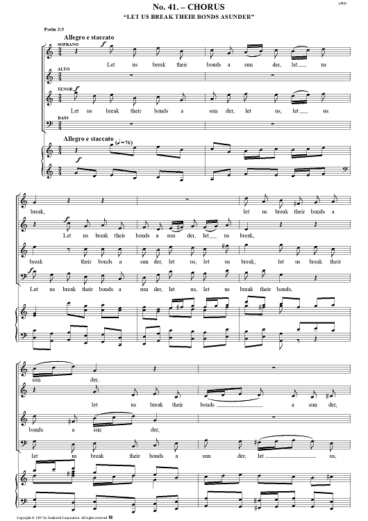 Messiah, no. 41: Let us break their bonds asunder - Piano Score