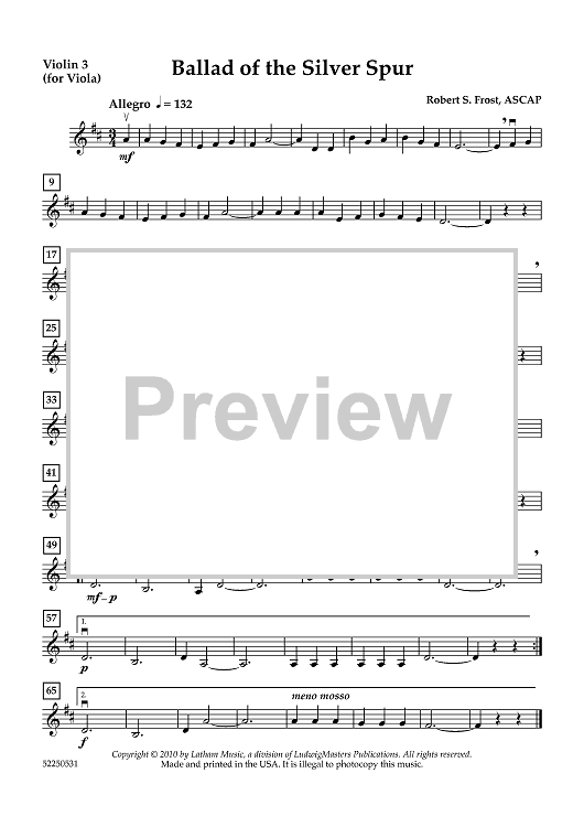 Ballad of the Silver Spur - Violin 3 (for Viola)