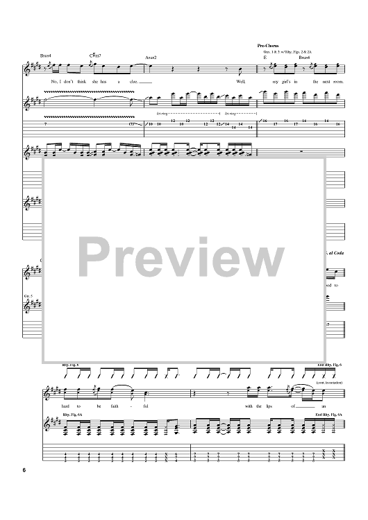 Lips Of An Angel" Sheet Music by Hinder for Guitar Tab Sheet Music Now