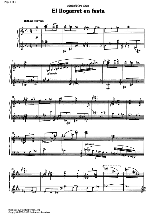 El llogarret en fest (from De les terres altes) - Piano
