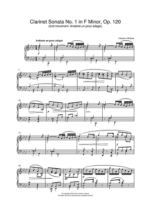 Clarinet Sonata No. 1 in F Minor, Op. 120 (2nd movement: Andante un poco adagio)