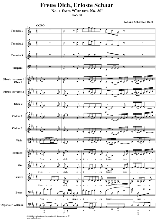 Freue dich, erloste Schaar - No. 1 from "Cantata No. 30" - BWV30