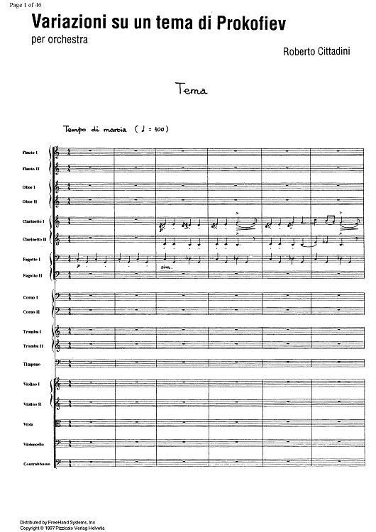 Variazioni su un tema di Prokofiev - Full Score