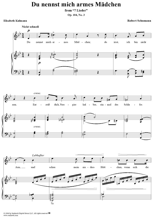 7 Lieder, Op. 104, No. 3: Du nennst mich armes Mädchen