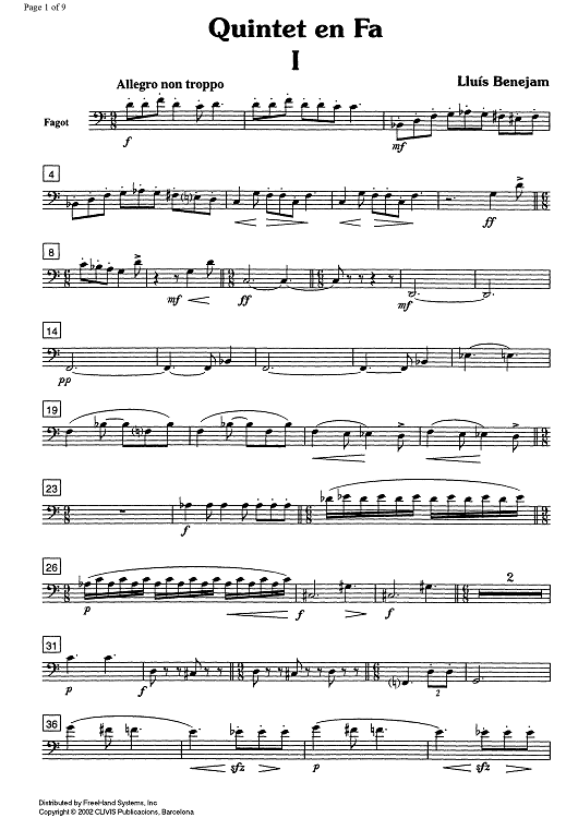 Quintet in F - Bassoon