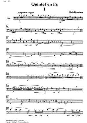 Quintet in F - Bassoon