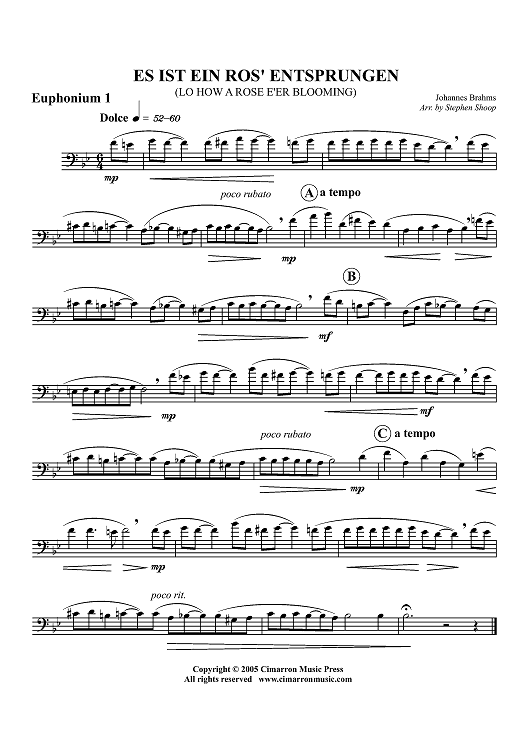 Es Ist Ein Ros' Entsprungen - Euphonium 1 BC/TC