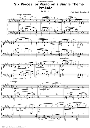 Six Pieces for Piano on a Single Theme. No. 1. Prelude