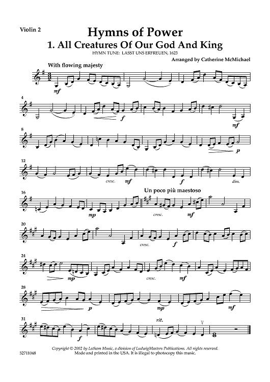 Hymns of Power for 2 Violins and Piano - Violin 2