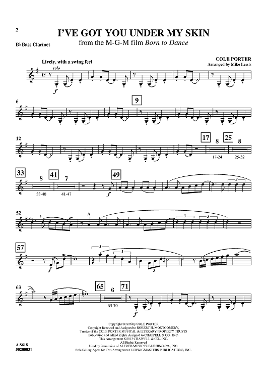 I've Got You Under My Skin - from the M-G-M film Born to Dance - Bb Bass Clarinet
