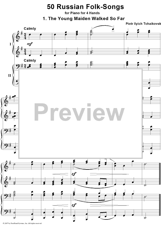 50 Russian Folk-Songs. No. 1. The Young Maiden Walked So Far