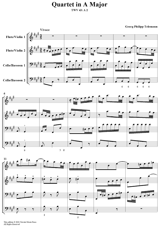 Quartet No. 3 in A major - Score