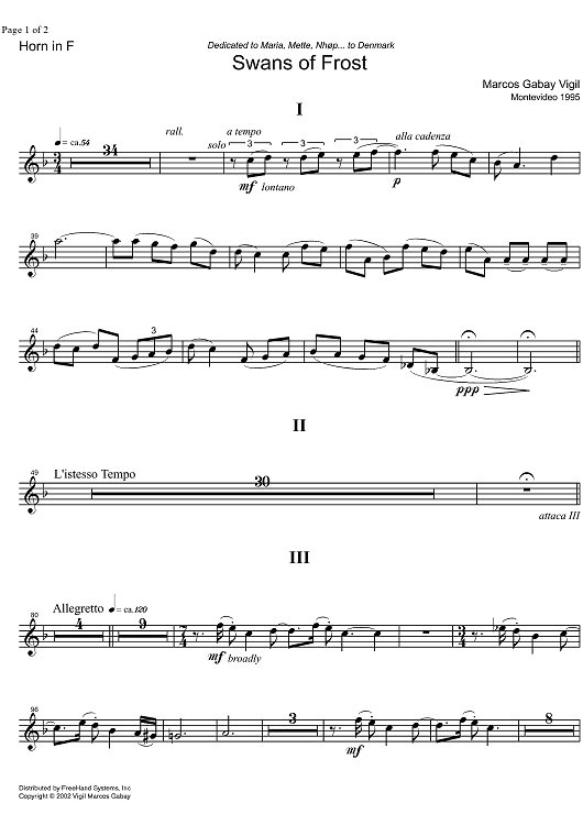 Swans of Frost - Horn in F