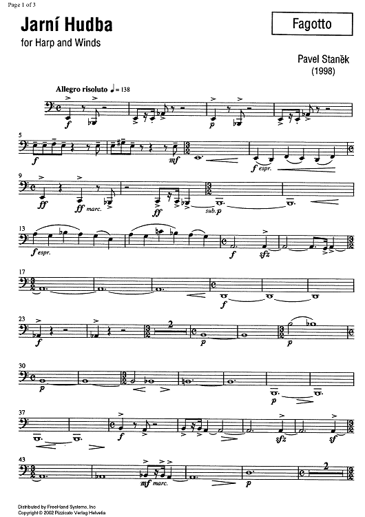 Jarní Hudba (Spring music) - Bassoon