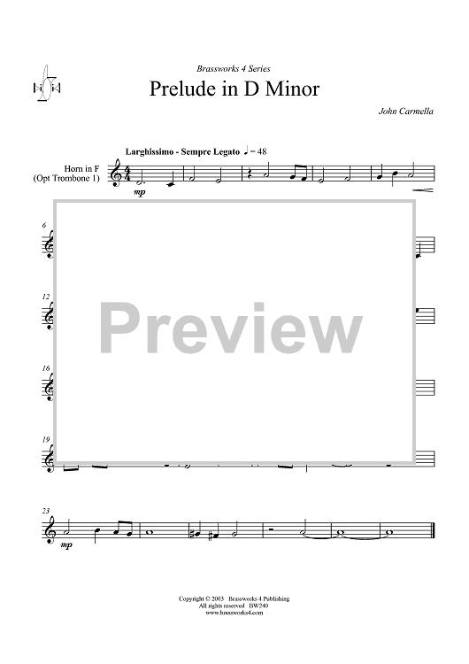 Prelude in D minor - Horn in F (opt. Trombone 1)