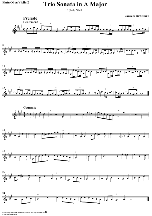 Trio Sonata in A Major, Op. 3 No. 5 - Flute/Oboe/Violin 2