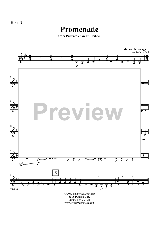 Promenade (from Pictures at an Exhibition) - Horn 2