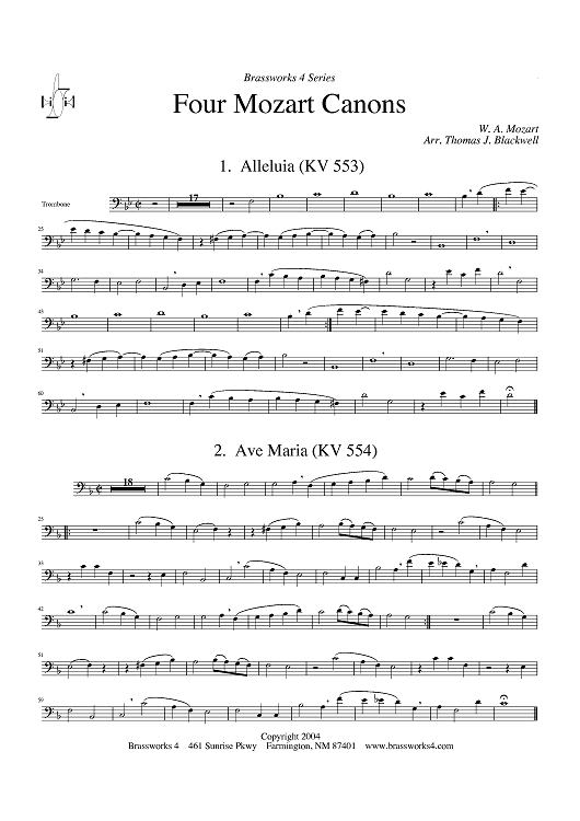 4 Mozart Canons - Trombone