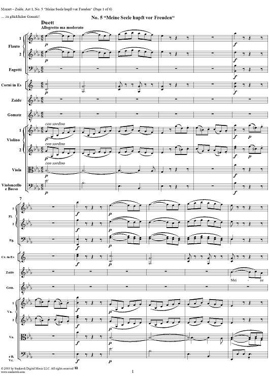 "Meine Seele hüpft vor Freuden", No. 5 from "Zaide", Act 1, K336b (K344) - Full Score
