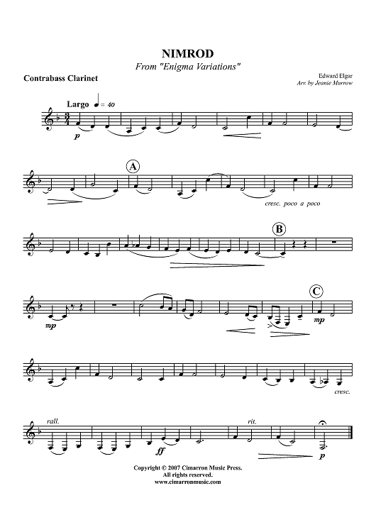 Nimrod from "Enigma Variations" - Contrabass Clarinet or Contralto Clarinet