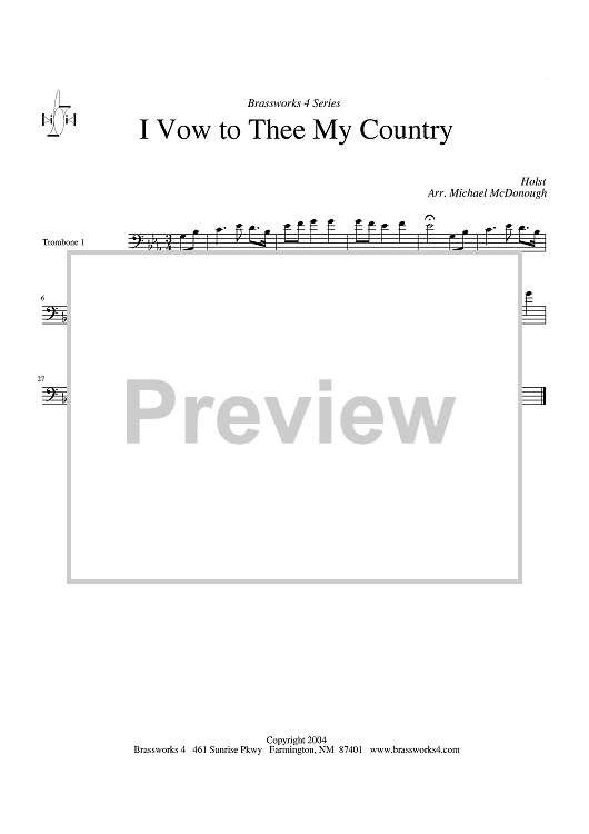 I Vow to Thee My Country - Trombone 1
