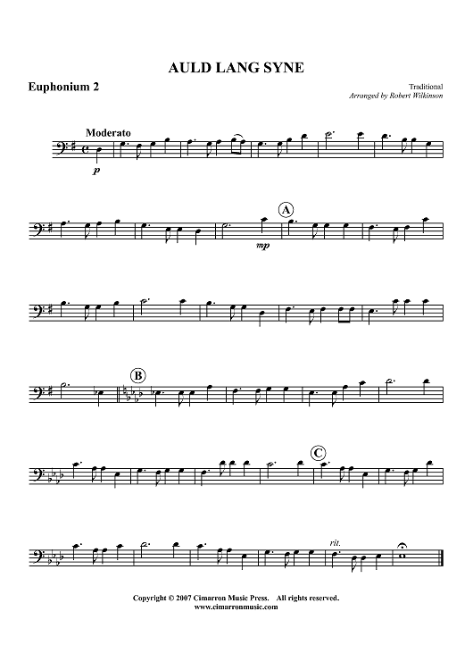Auld Lang Syne - Euphonium 2 BC/TC