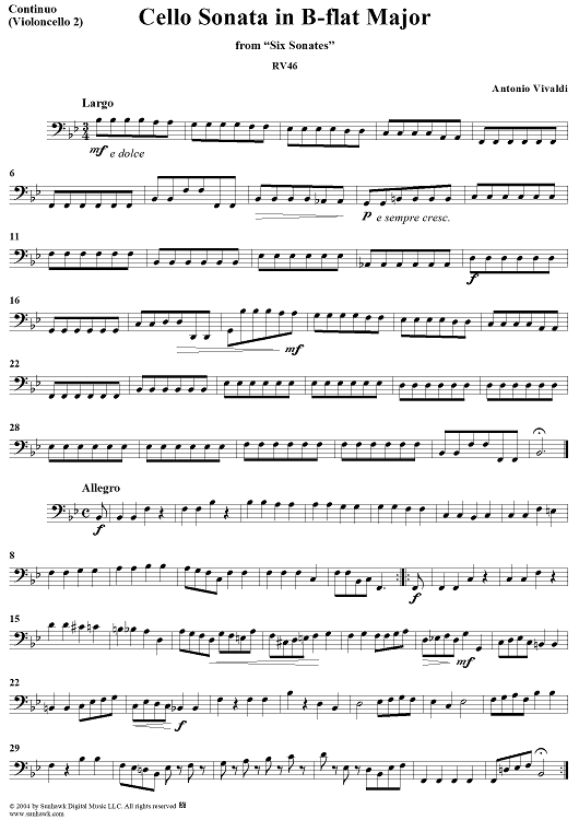 Cello Sonata No. 6 in B-flat Major, RV46 - Continuo