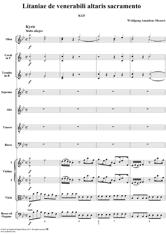 Litaniae de venerabili altaris sacramento in B-flat Major, K125