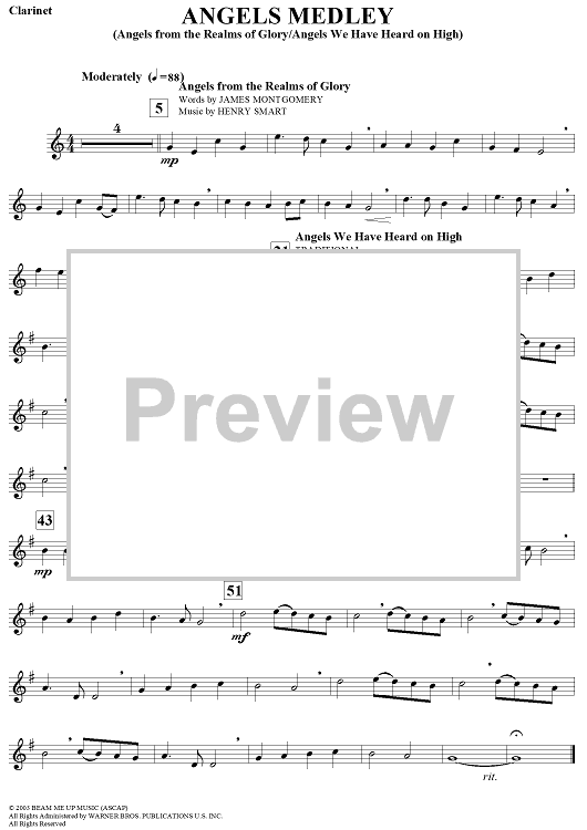 Angels Medley (In the Realms of Glory/Angels We Have Heard on High) - Bb Clarinet