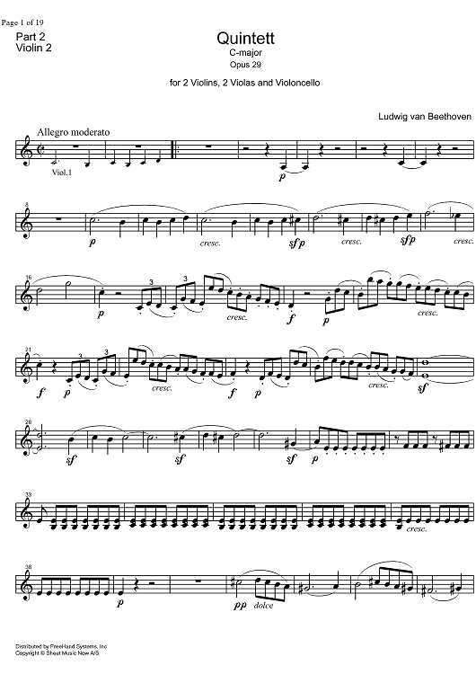 String Quintet C Major Op.29 - Violin 2
