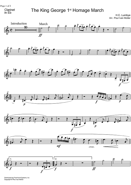 King George 1st Homage March - E-flat Clarinet