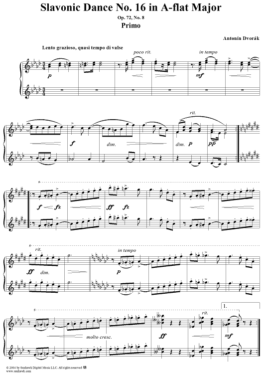 Slavonic Dance No. 16 in A-flat Major, Op. 72, No. 8