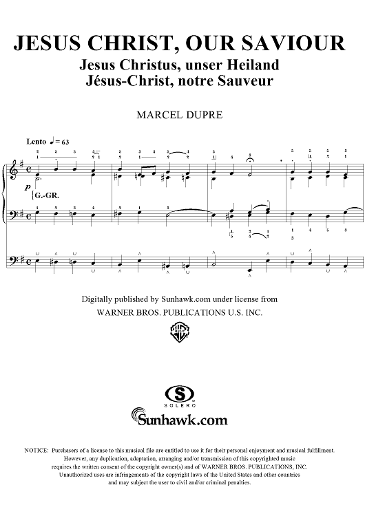 Jesus Christ, Our Saviour, from "Seventy-Nine Chorales", Op. 28, No. 44