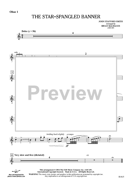 The Star-Spangled Banner - Oboe 1