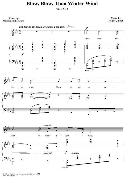 Blow, Blow, Thou Winter Wind - op. 6, no. 3
