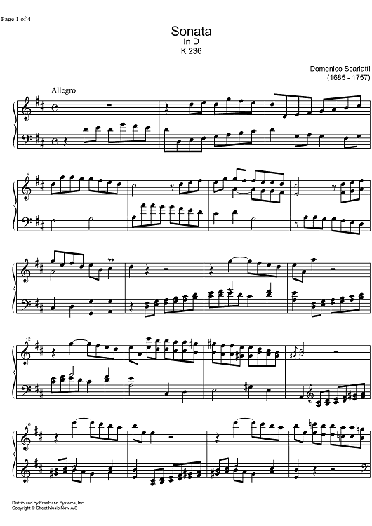 Sonata D Major K236