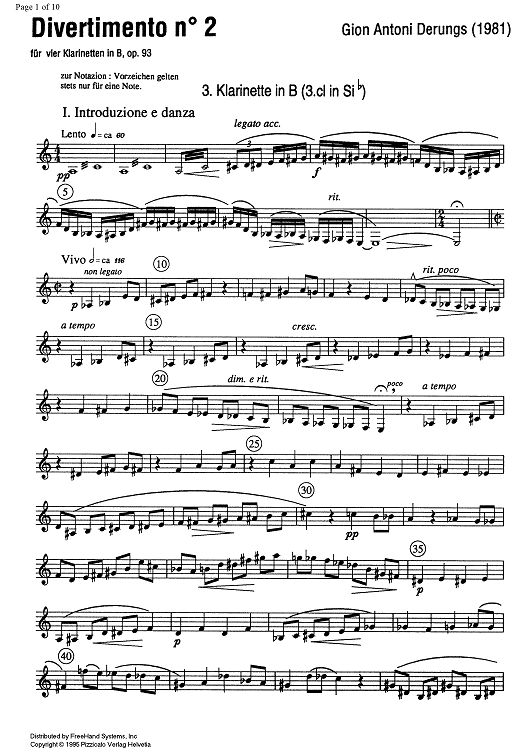 Divertimento No. 2 Op.93 - B-flat Clarinet 3