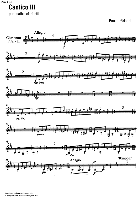 Cantico  3 - B-flat Clarinet 2