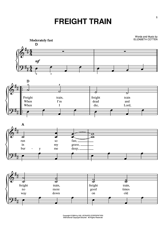 Freight Train Sheet Music By Elizabeth Cotten Taj Mahal For Easy freight-train-sheet-music-by-elizabeth-cotten-taj-mahal-for-easy