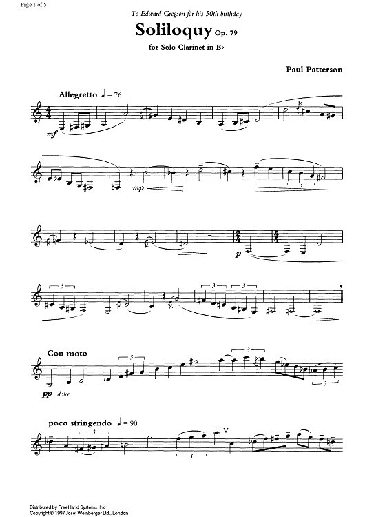 Soliloquy Op.79 - Clarinet in B-flat