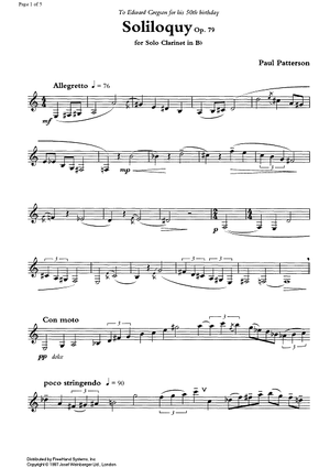 Soliloquy Op.79 - Clarinet in B-flat