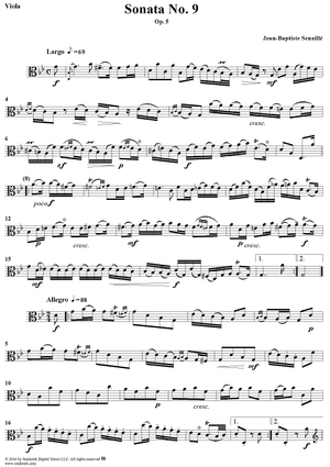 Sonata No. 9, Op. 5 - Viola