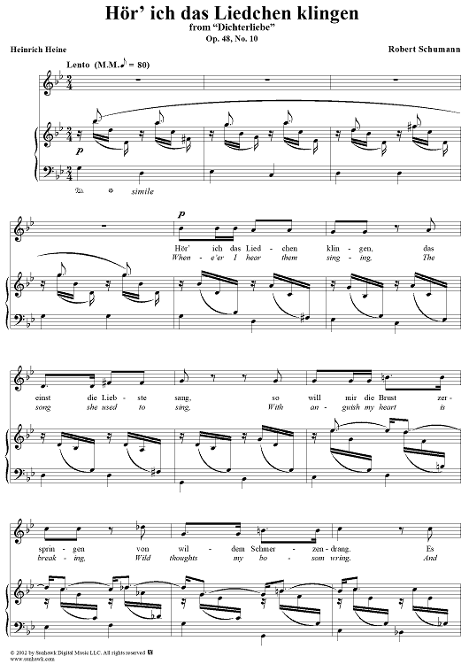 Dichterliebe (Song Cycle), Op. 48, No. 10: Hör'ich das Liedchen klingen - No. 10 from "Dichterliebe" Op. 48