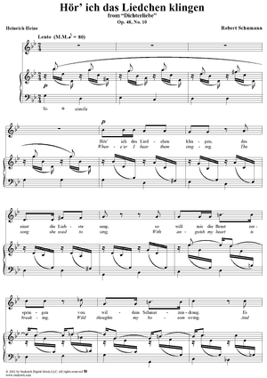 Dichterliebe (Song Cycle), Op. 48, No. 10: Hör'ich das Liedchen klingen - No. 10 from "Dichterliebe" Op. 48