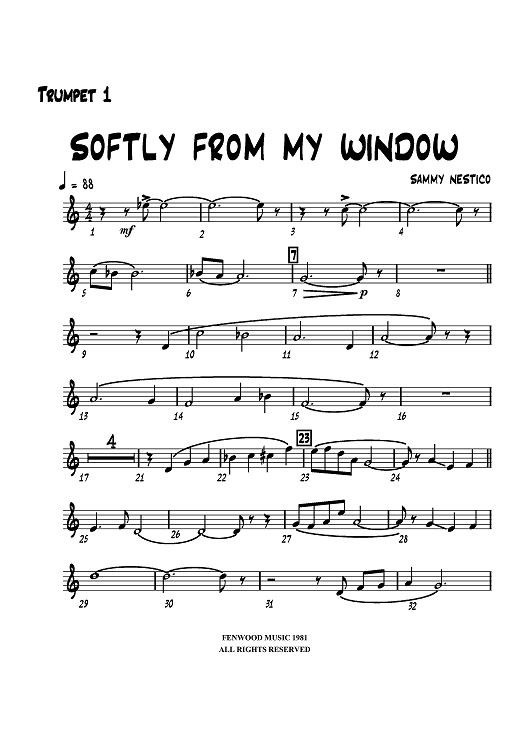 Softly from My Window - Trumpet 1